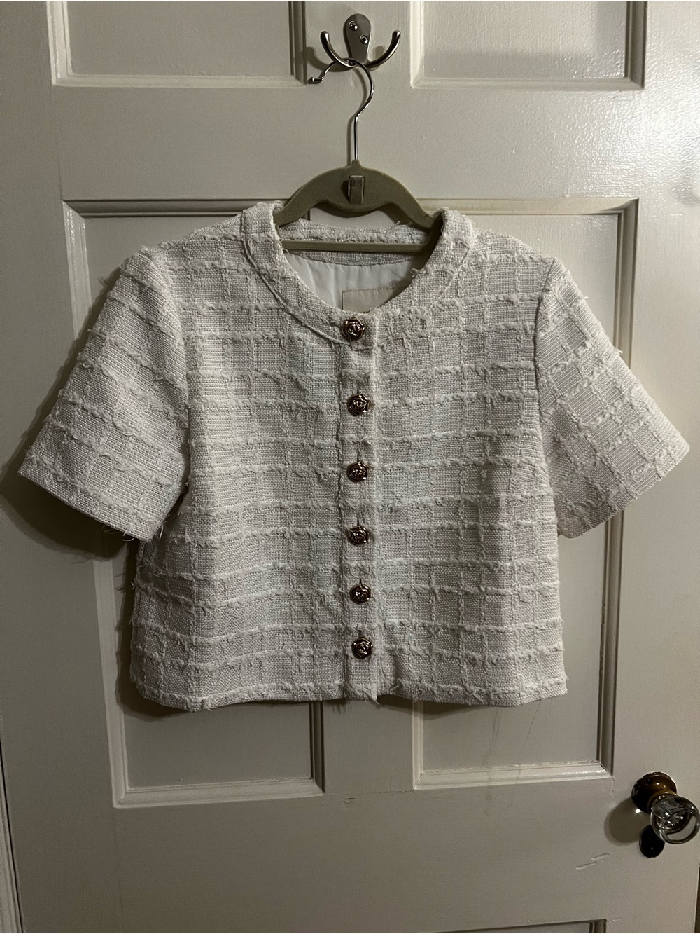 Amanda Uprichard Roswell Top in Kerrigan White Tweed - Picture 4 of 6